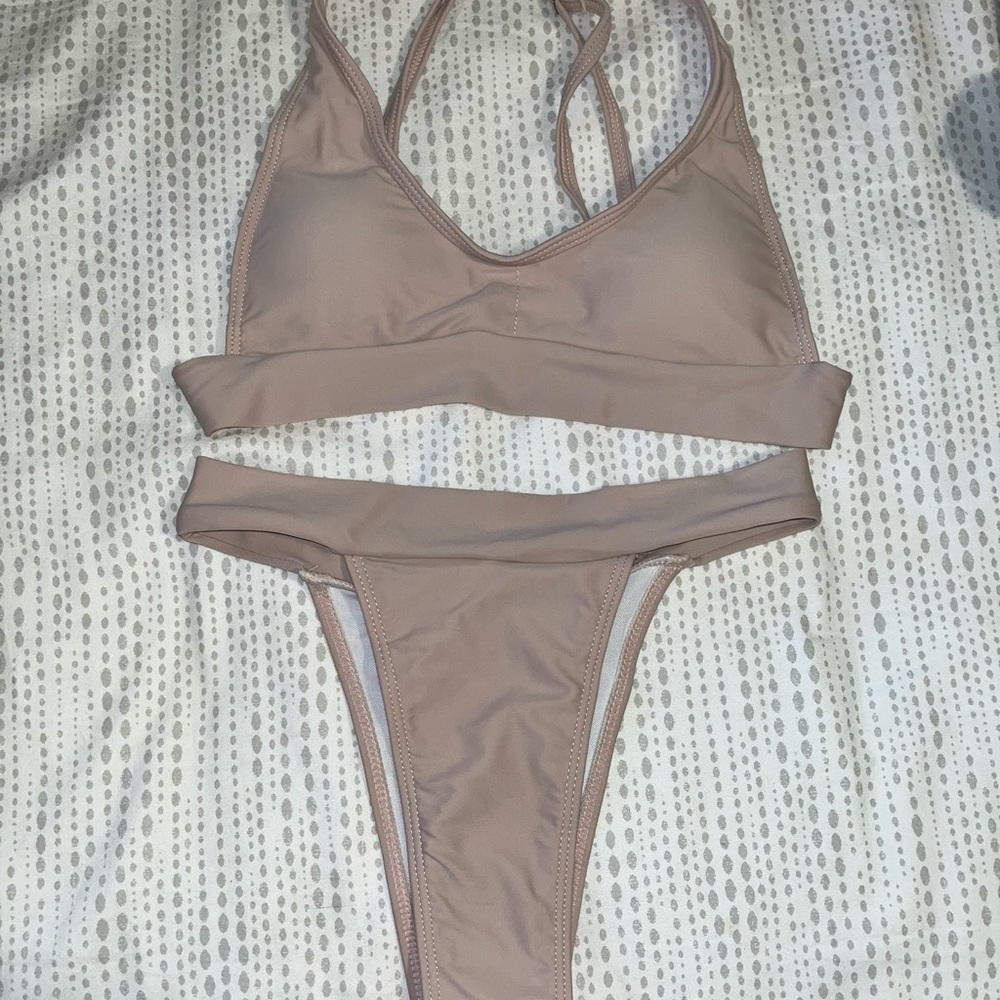 Taupe fashion nova swimsuit.